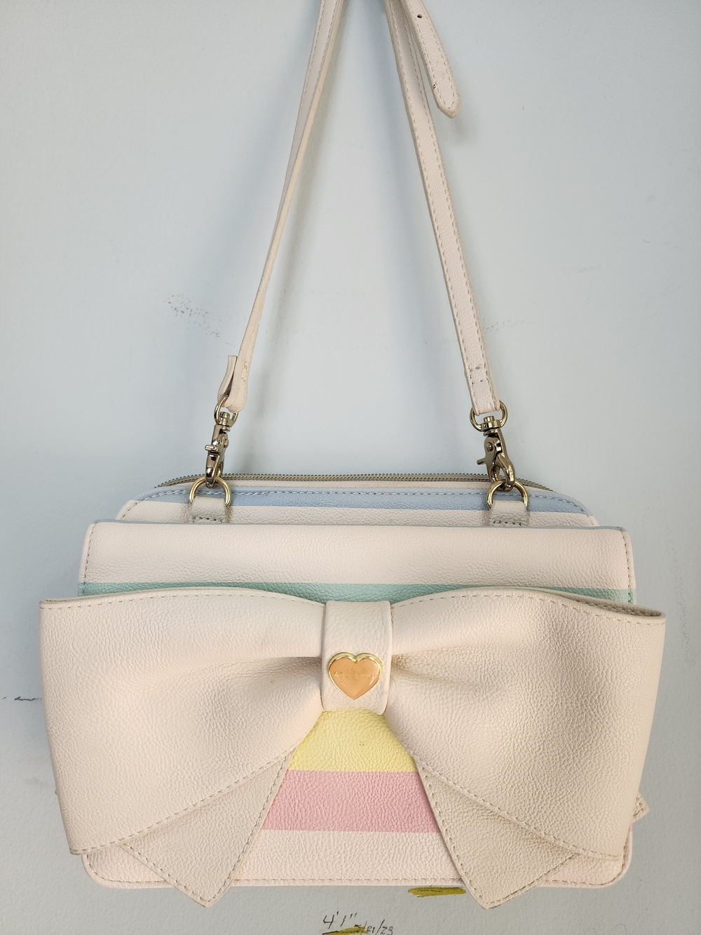 Betsey Johnson Cream Pastel Bow Shoulder Bag